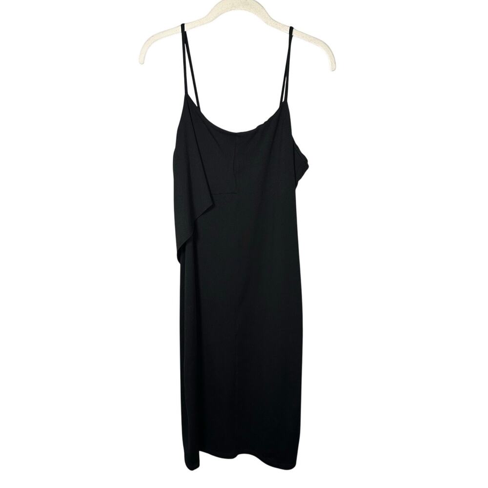 Susana Monaco Black Wrap Around Ruffle Sleeveless Mini Dress Women's Large
